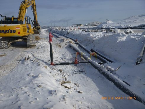 Réseau de distribution d'eau pré isolé dans les régions nordiques du Québec.